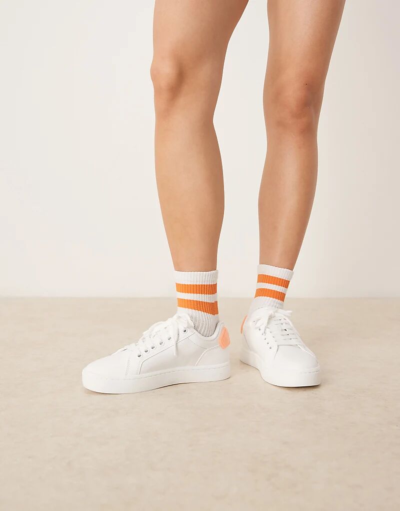 Классические кроссовки Calvin Klein Jeans Cupsole белого и оранжевого цветов — фото 3