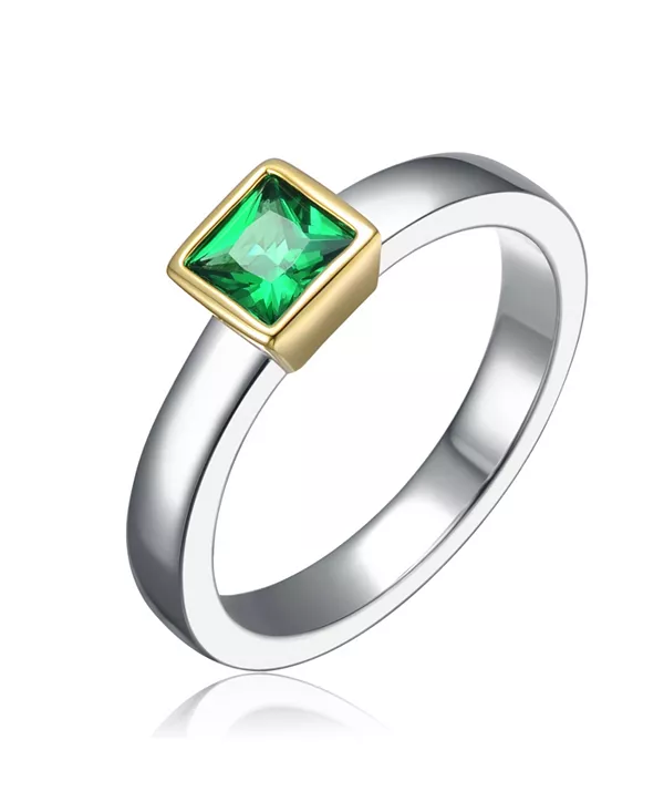 

Двухцветное кольцо с цветным кубическим цирконием Rachel Glauber, green