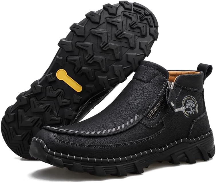 

Мужские кожаные ботинки до щиколотки, ручной работы в стиле мокасин с боковой молнией, с прочной резиновой подошвой, доступны в черном, коричневом и сером цветах Generic