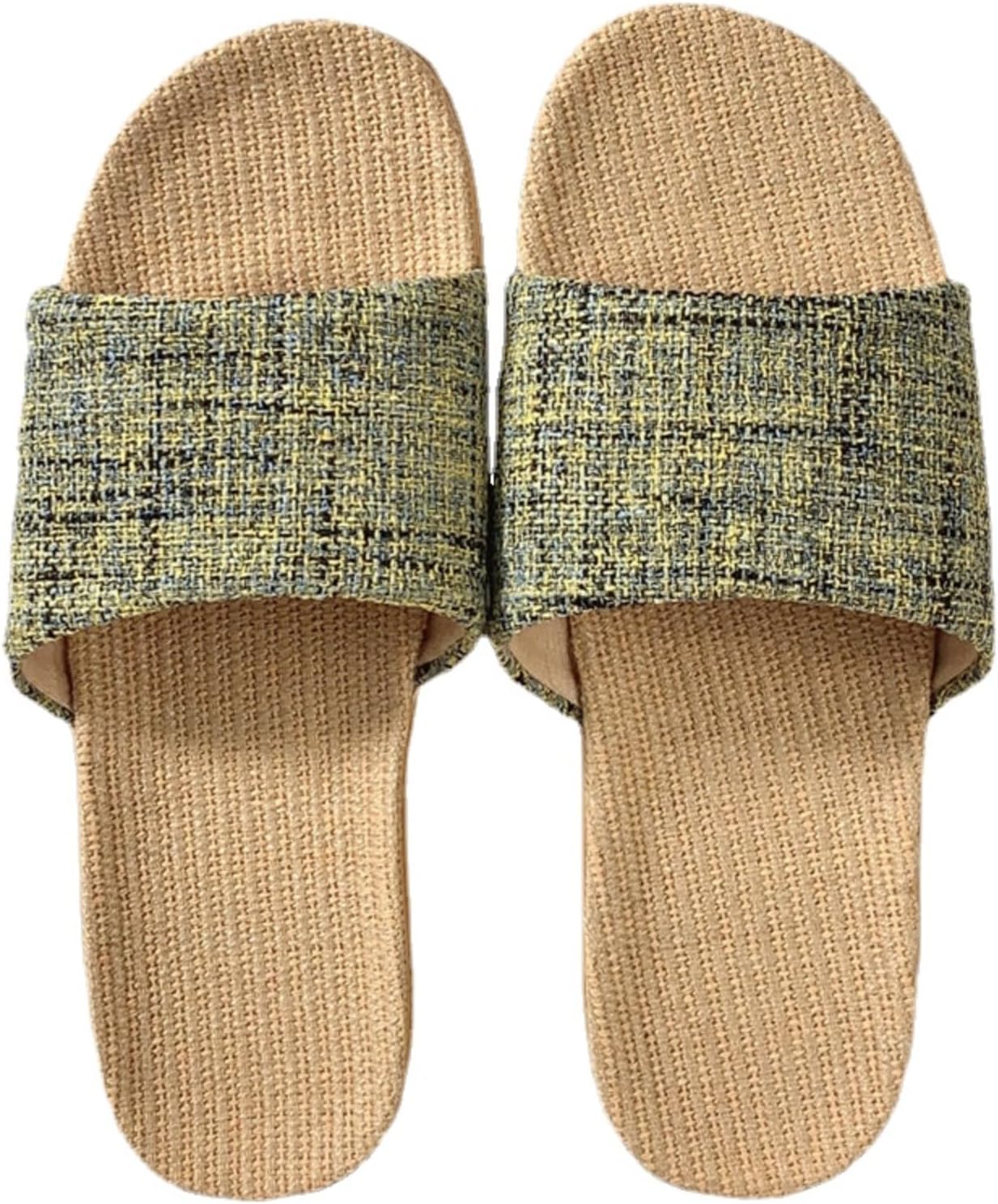 

Льняные тапочки для женщин и мужчин, летние домашние тапочки, мягкая подошва, противоскользящие и износостойкие, тапочки с открытым носком, дышащие домашние туфли Iwhgrmp, черный/желтый