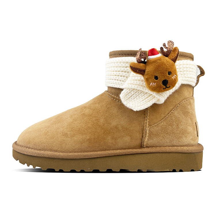 Ботинки зимние UGG Classic Mini, коричневый / белый