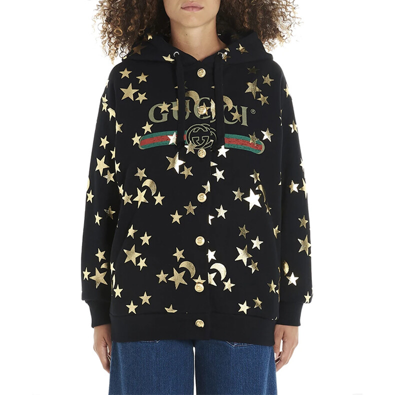Женская толстовка GUCCI Классическая, из натурального хлопка, черный — фото 4