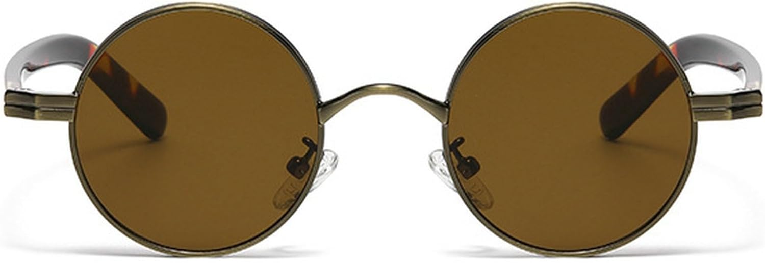 

Ретро круглые солнцезащитные очки для женщин и мужчин, модные золотые солнцезащитные очки в винтажной металлической оправе, очки для активного отдыха, панк-очки для мужчин mincl, Brown