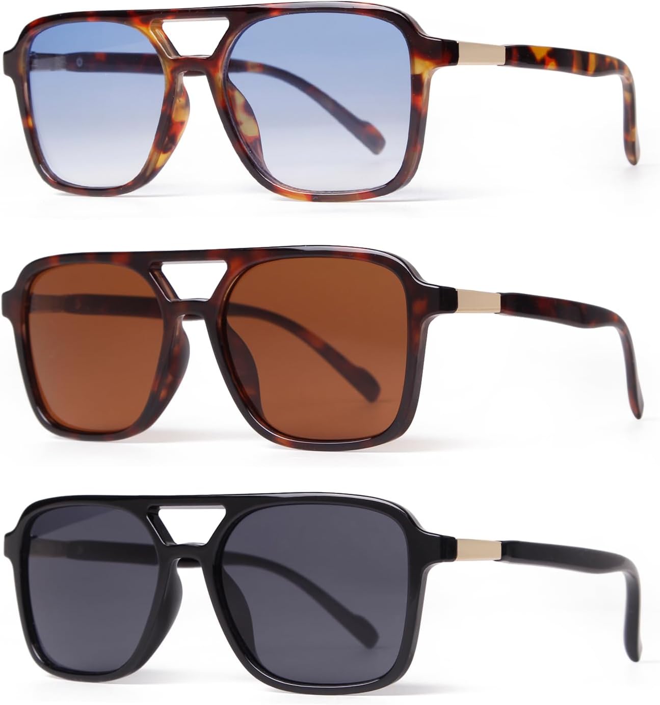 

Ретро-солнцезащитные очки-авиаторы для женщин и мужчин, модные квадратные женские очки, легкие и стильные солнцезащитные очки Laurinny, Tortoise/Gradient Blue+tortoise/Brown+black/Grey