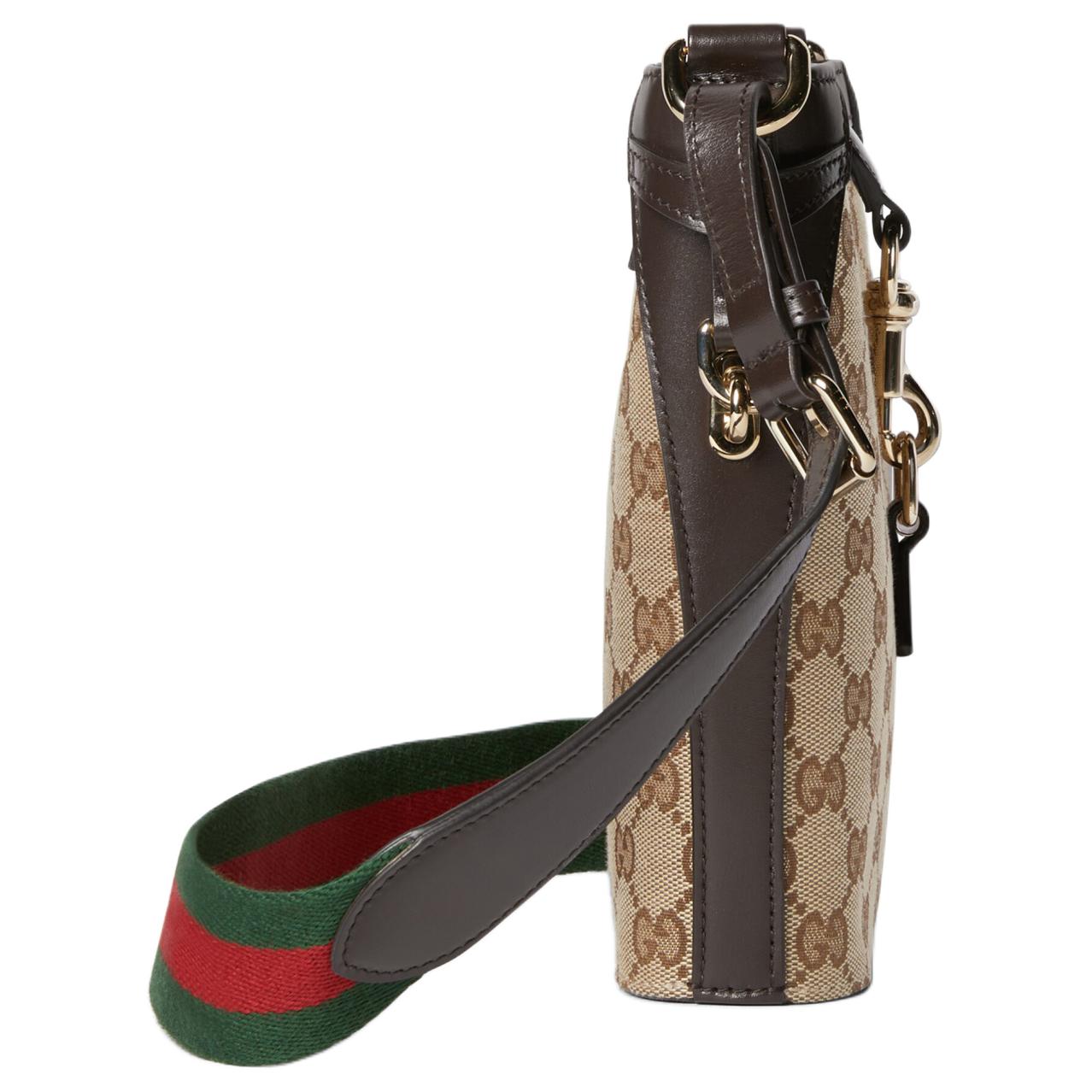 Женская сумка-ведро GUCCI из канваса с кожаной отделкой — фото 3