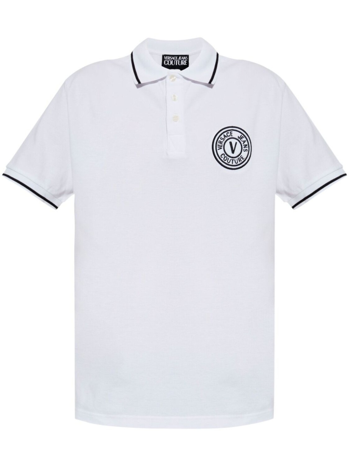 

Рубашка-поло Versace Jeans Couture с V-образной эмблемой, белый
