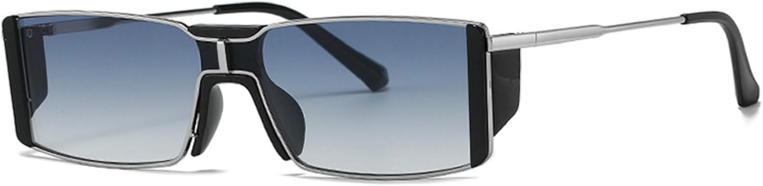 

Модные квадратные солнцезащитные очки для женщин и мужчин, 2024 год, стильные винтажные, роскошные, в стиле панк, классические черные, женские очки UV400 Melrose, Silver Blue