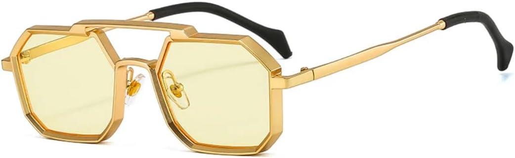 

Ретро-металлические панк-солнцезащитные очки для женщин, модные, с прозрачными линзами, защита от УФ-излучения UV400, для мужчин, красные и желтые SZVVBKK, Golden Yellow