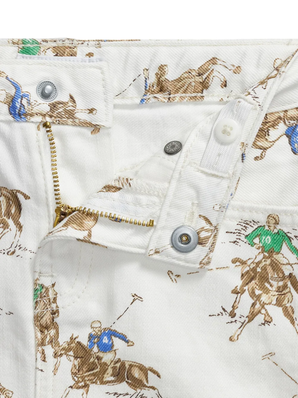 Джинсовая юбка мини с принтом Polo Ralph Lauren Kids, белый — фото 3