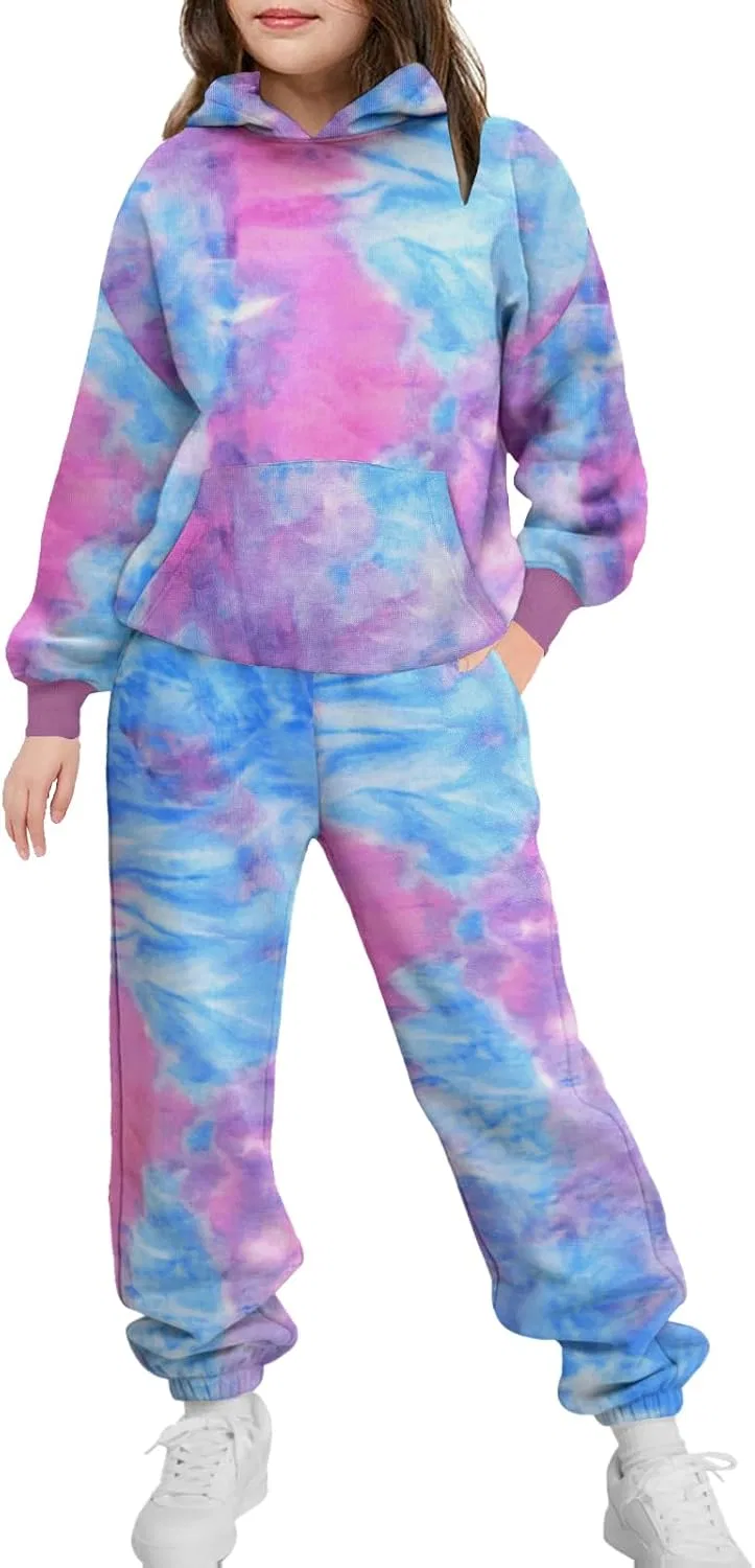 Детский спортивный костюм из толстовки и штанов, оверсайз, Purple&blue