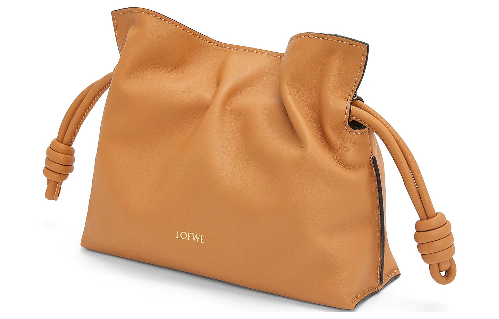 Loewe Женская сумка-клатч Flamenco из кожи наппа, наплечная сумка, сумка через плечо, мини-клатч, теплый песочно-желтый цвет — фото 4
