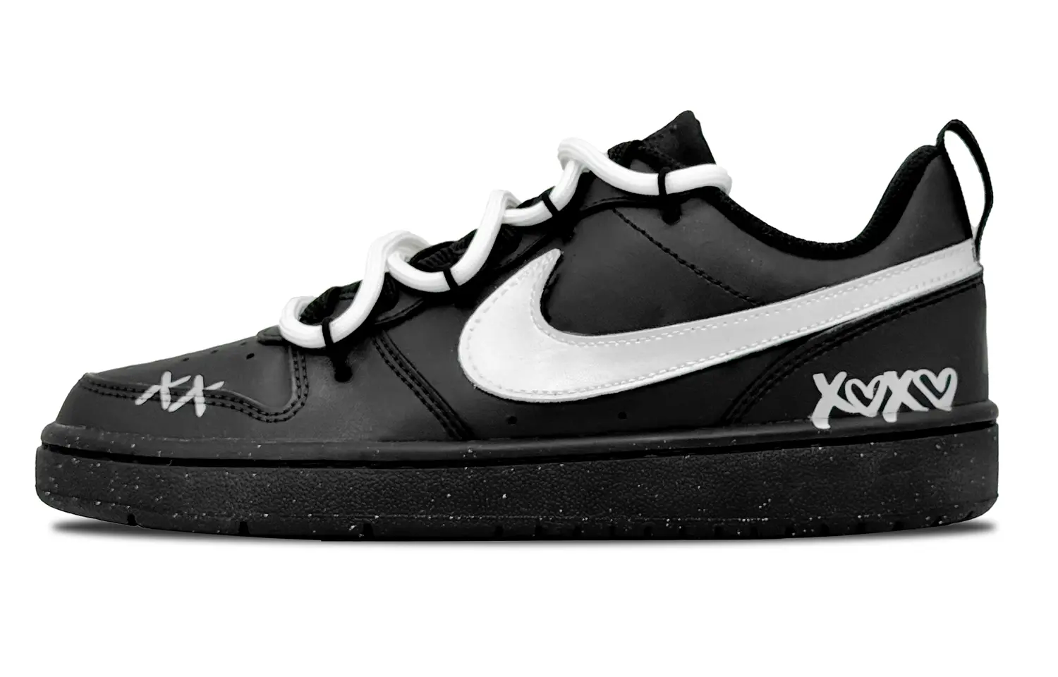 

Кроссовки Nike Court Borough Skateboard Shoes Women's Low-Top Black White, Черный, Кроссовки Nike Court Borough Skateboard Shoes Women's Low-Top Black White