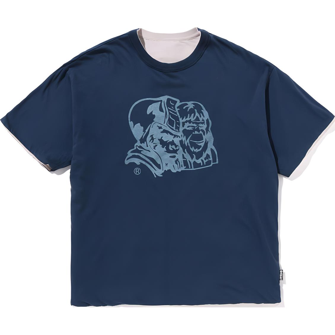 Футболка Bape X Sean Wotherspoon двусторонняя A BATHING APE, серо-белый X морской синий — фото 3
