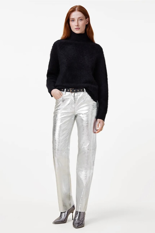 

Кожаные брюки SAIGE Allsaints, серебряный