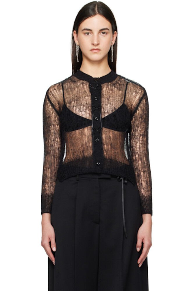 

Черный укороченный кардиган с длинными рукавами Simone Rocha