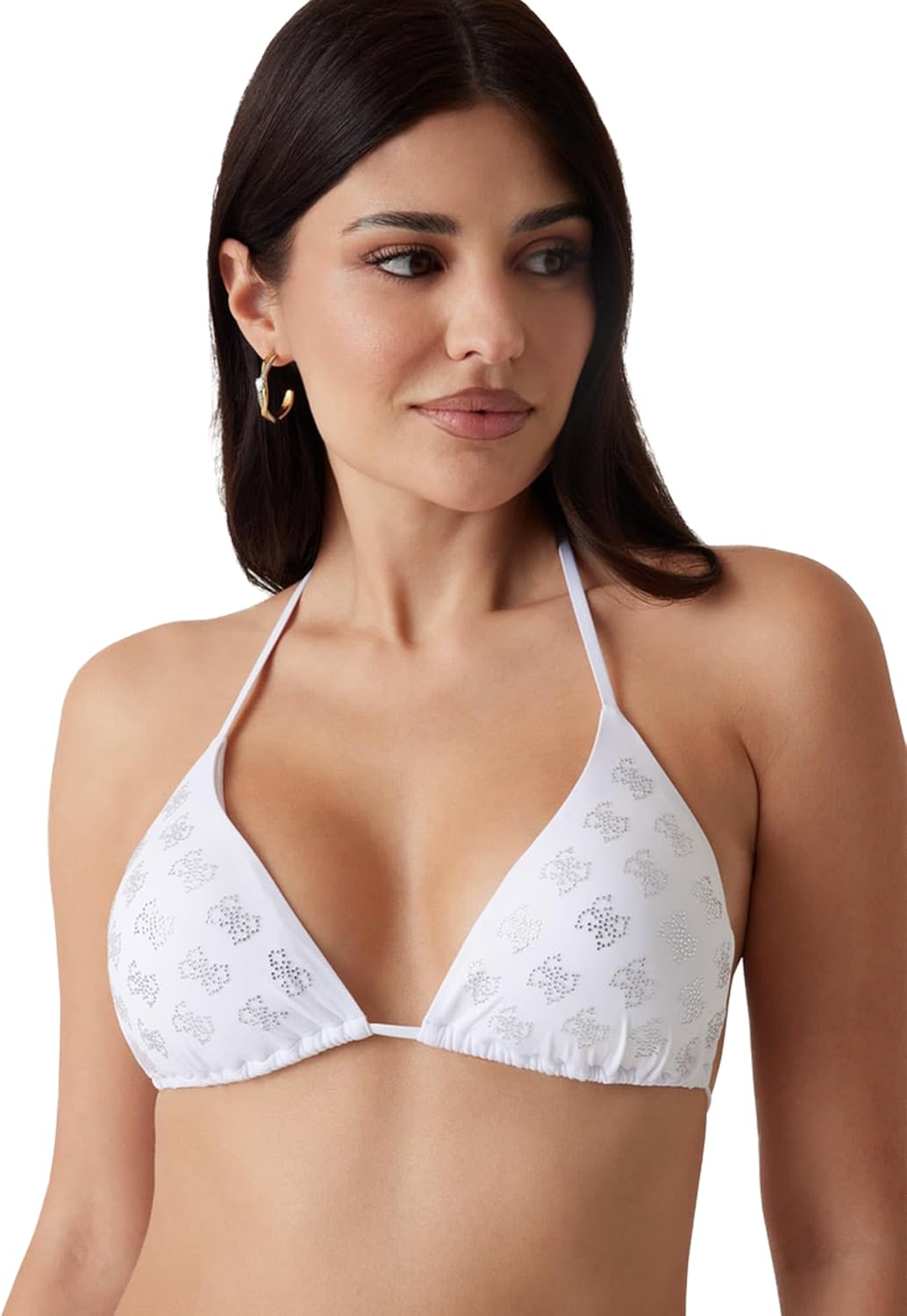 

GUESS Quattro G Мягкий треугольный бикини-топ, Pure White