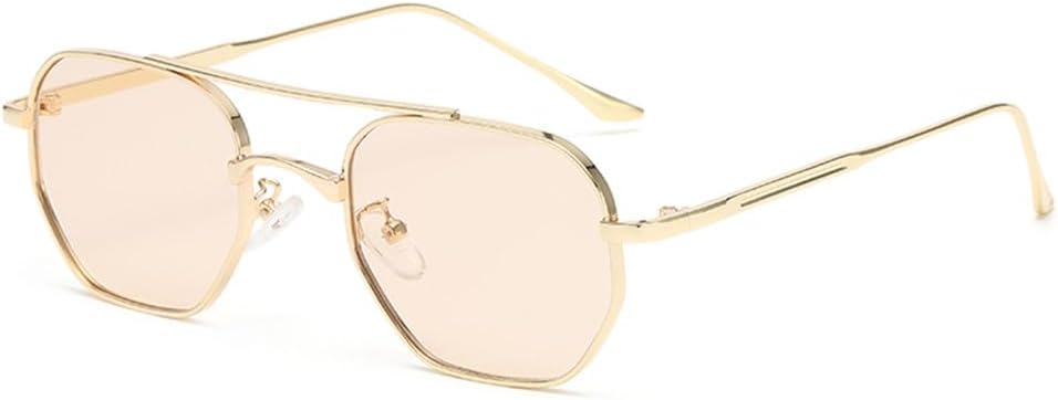 

Солнцезащитные очки UV400 с двойной перемычкой, маленькая оправа, прозрачные градиентные линзы, металлические, для мужчин и женщин, для занятий спортом на открытом воздухе и путешествий, цвет шампанское UYPTK, Champagne