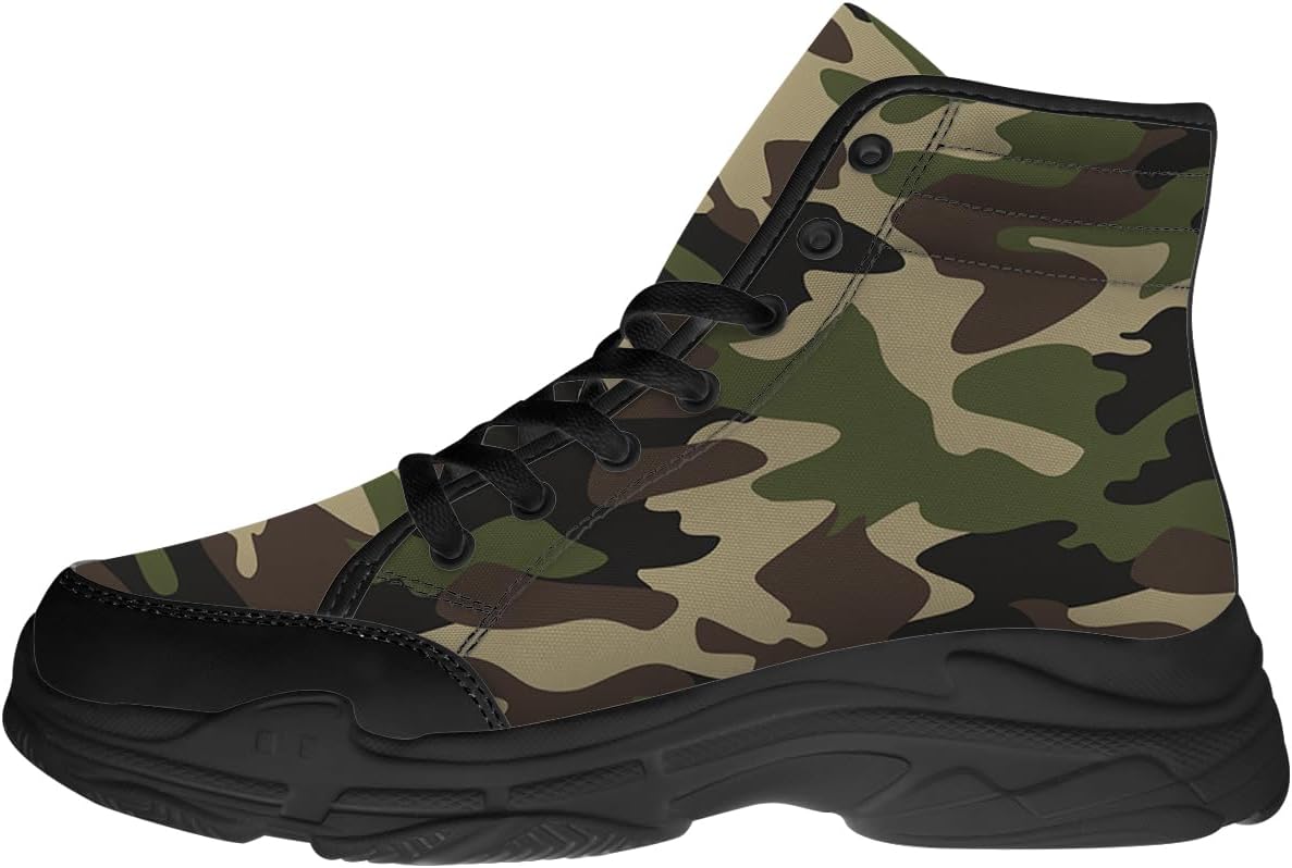 

Мужские и женские камуфляжные высокие кеды, босоножки на шнуровке с платформой из канвы, подарки для нее и него Generic, зеленый