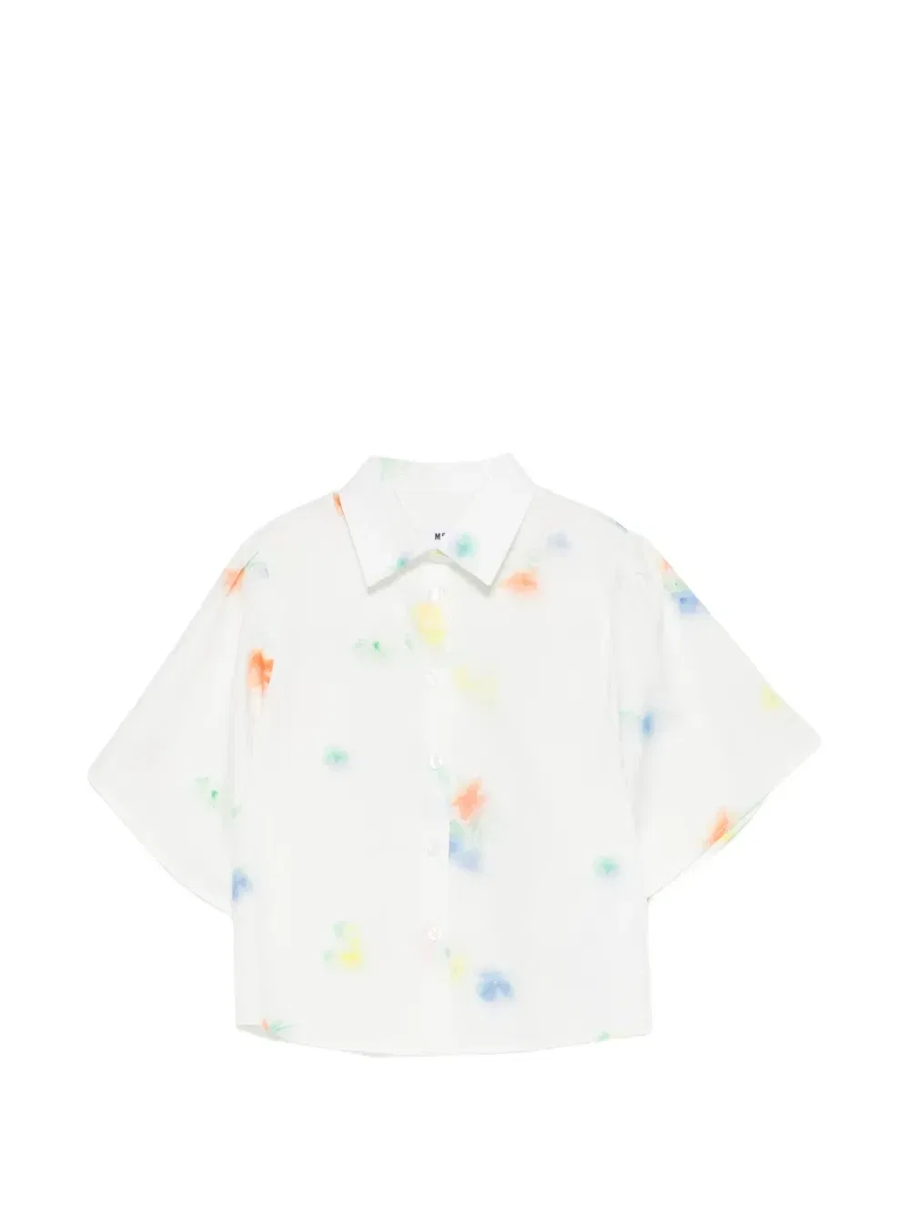 Рубашка с короткими рукавами и цветочным принтом Msgm Kids, белый