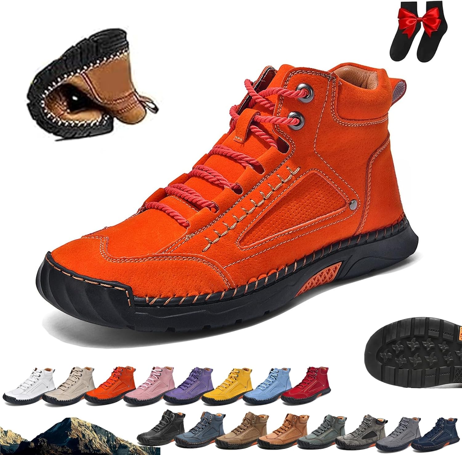 

Мужские ортопедические кожаные ботинки без шнурков Ghtrhsb, оранжевый