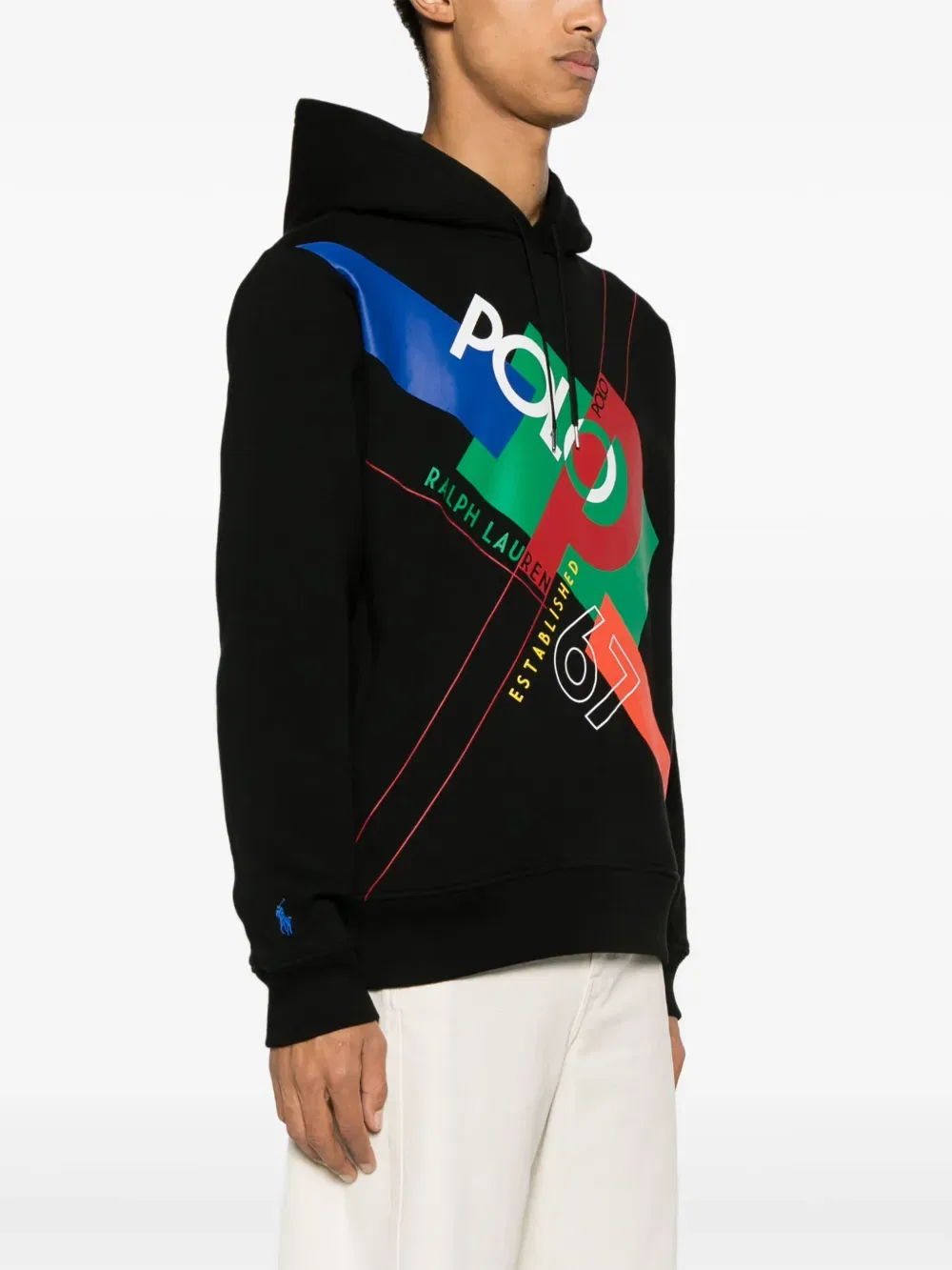 Худи из хлопковой смеси с принтом логотипа Polo Ralph Lauren, черный — фото 3