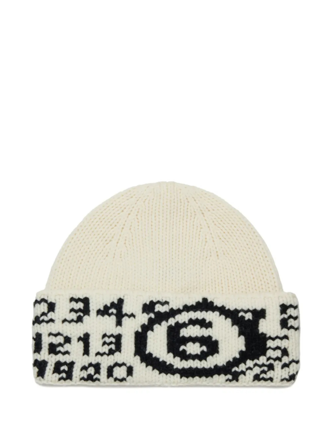 

MM6 Maison Margiela Kids шапка бини вязки интарсия, белый