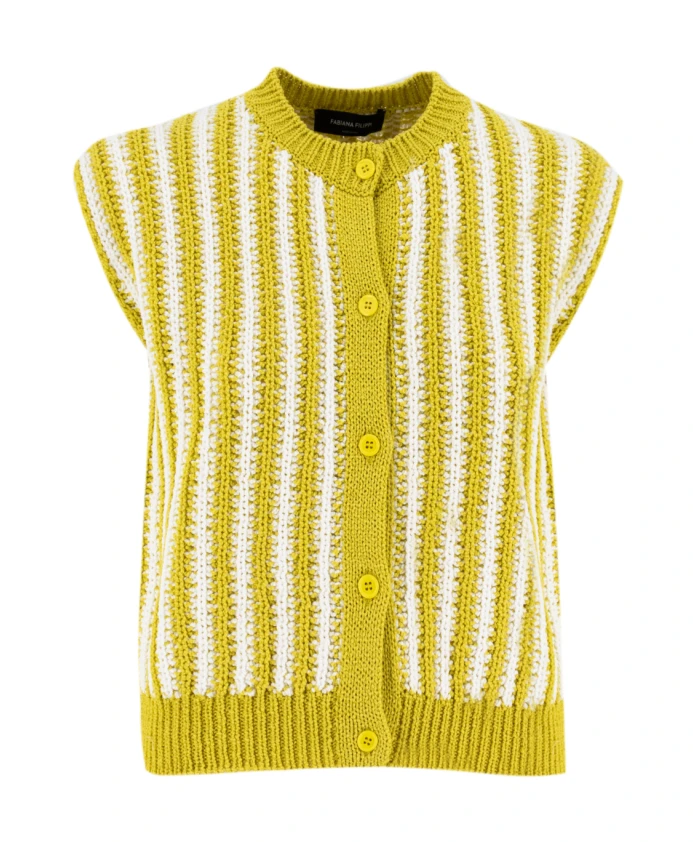 

Вязаный хлопковый жилет с застежкой на пуговицы. Fabiana Filippi, зеленый