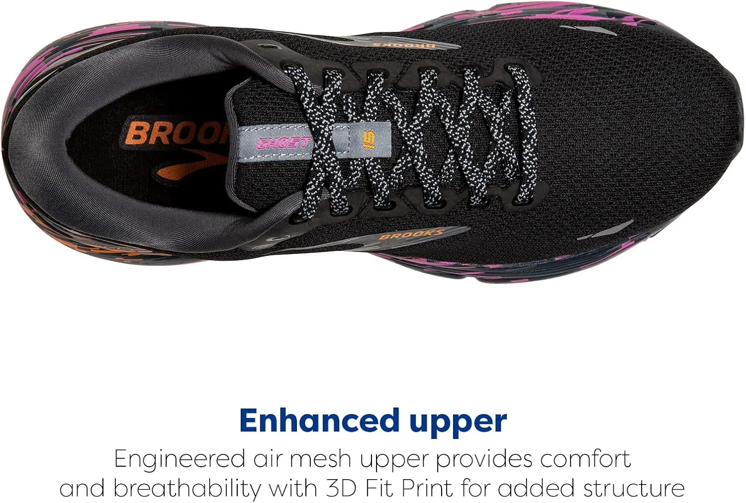 Мужские беговые кроссовки Brooks Ghost 15 нейтрального цвета, Black/Ebony/Nightlife — фото 4