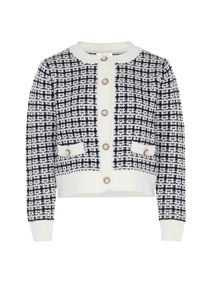 

Женский кардиган из черной шерсти белого цвета faina