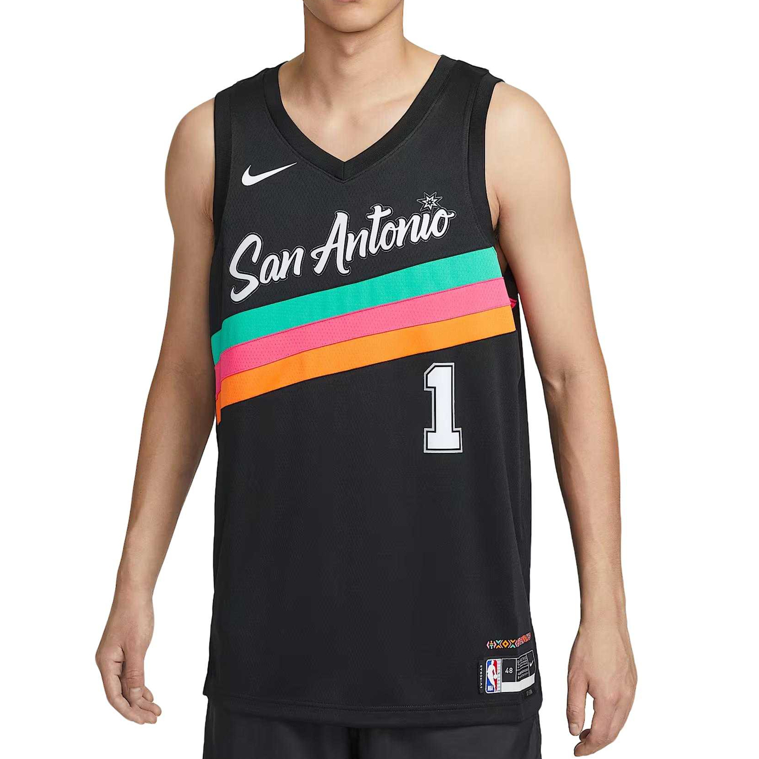 

Фирменная баскетбольная майка Victor Wembanyama San Antonio Spurs City Edition для подростков Nike, черный
