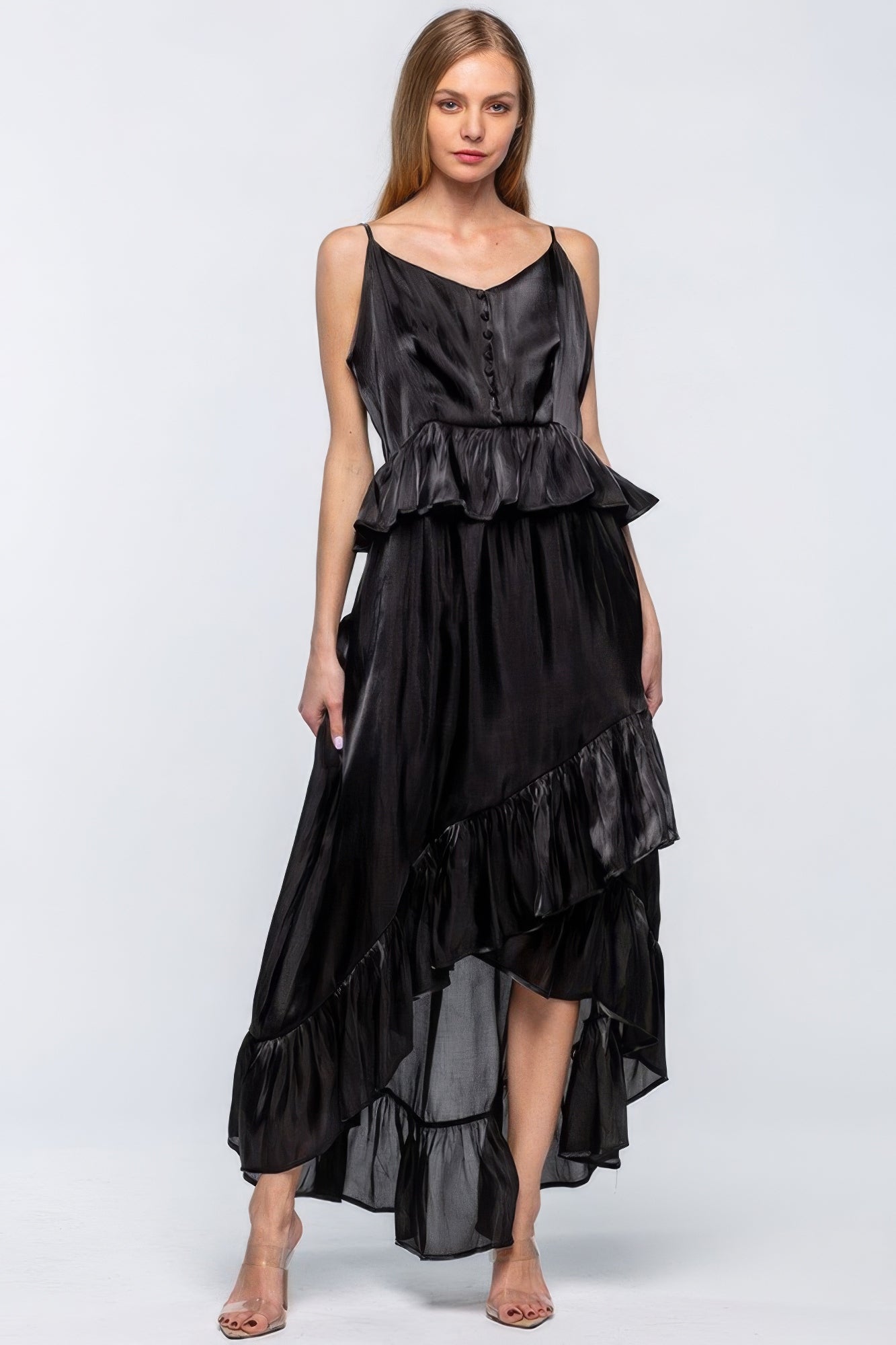 

Мерцающее платье с оборками FASHNZFAB, черный