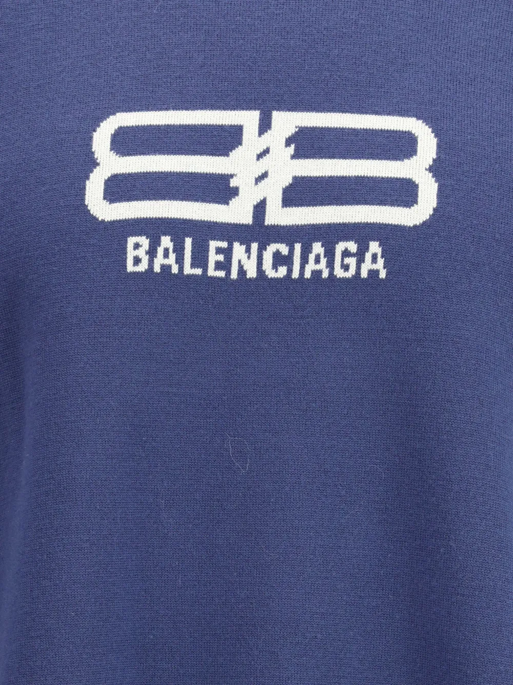 Свитер с круглым вырезом и принтом логотипа Balenciaga, синий — фото 3