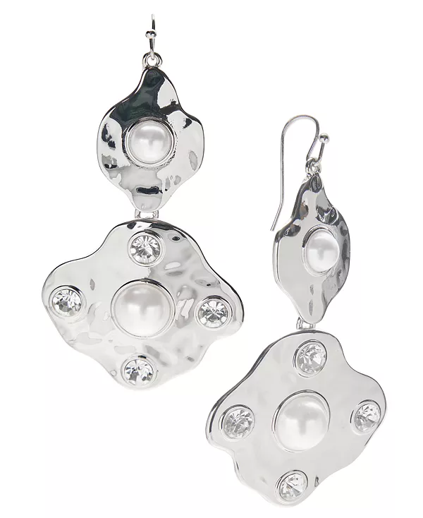 

Серьги с родиевым покрытием и искусственным жемчугом, эксклюзивно в Macy's I.N.C. International Concepts, white