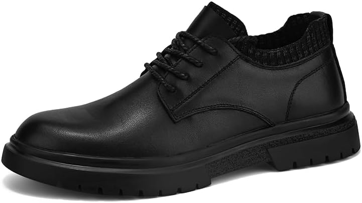 

Мужские повседневные туфли из веганской коровьей кожи на шнуровке, с резиновой подошвой для вечеринок, с подтяжками, формальные оксфорды Lhyxu, черный