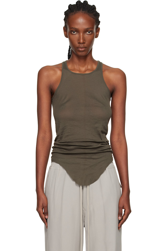 

Rick Owens Хаки Concordians базовая ребристая майка