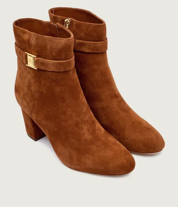 Кожаные ботильоны Kellie на блочном каблуке Lauren Ralph Lauren, коричневый — фото 3