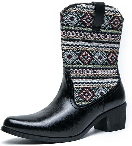 

Мужские ковбойские сапоги, на молнии, мужские ковбойские сапоги, байкерские сапоги, вышивка в западном стиле, классические ковбойские сапоги, сапоги для деревни, противоскользящие, прочные Generic, черный