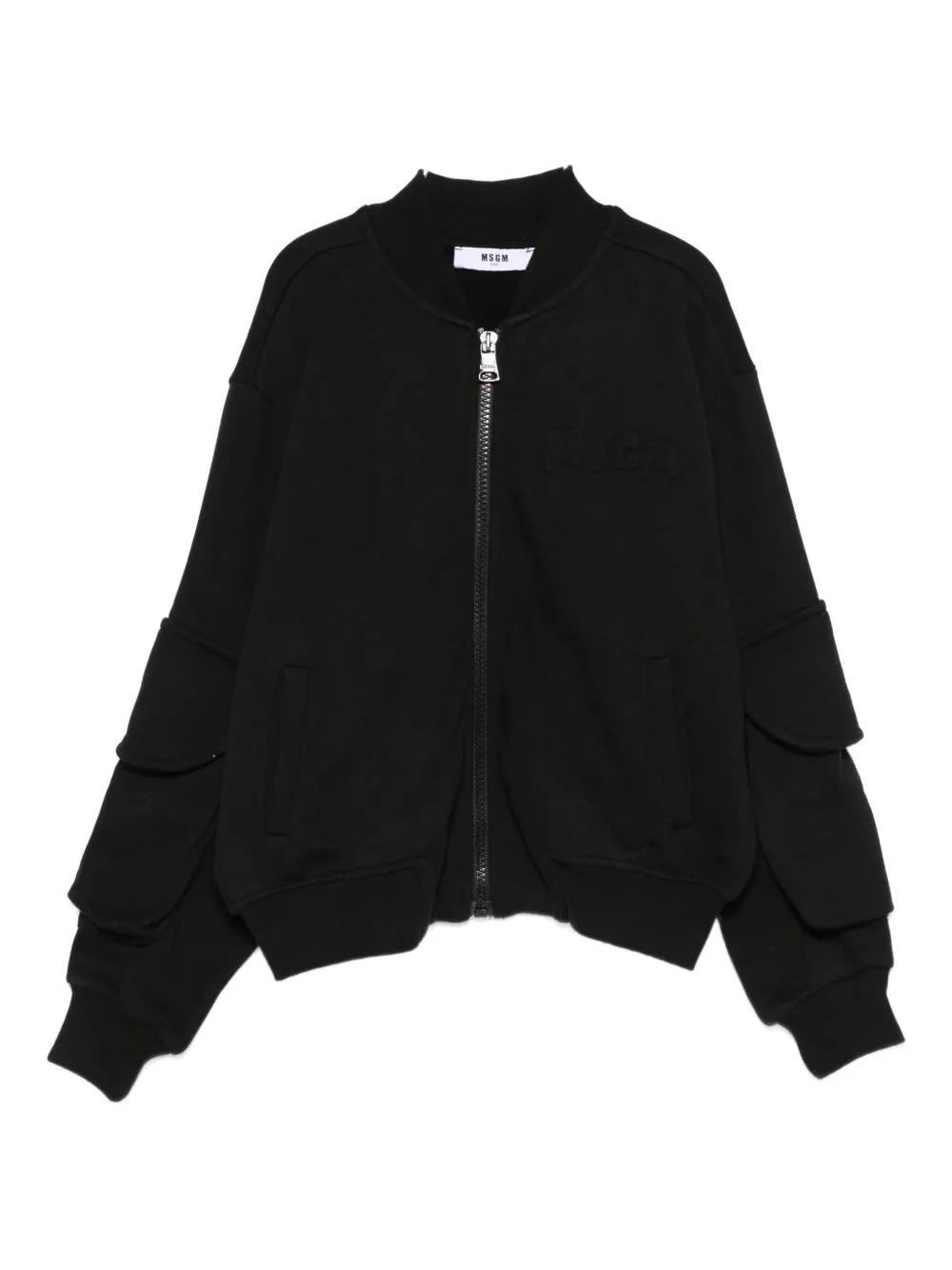 

Куртка-бомбер на молнии с карманами MSGM Kids, черный