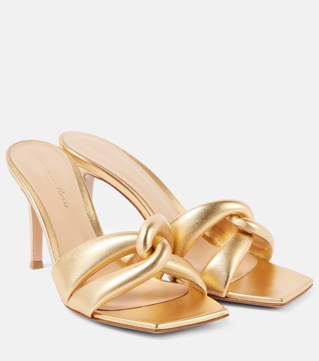 Мюли Amour 85 из металлизированной кожи Gianvito Rossi, цвет mekong