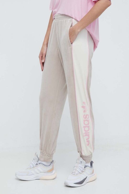 

Велюровые спортивные штаны adidas Originals, бежевый