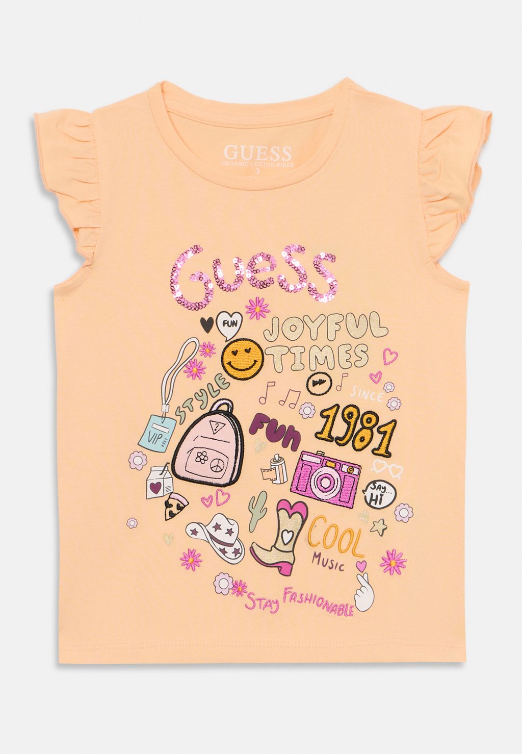 

Футболка с принтом TODDLER Guess, оранжевый