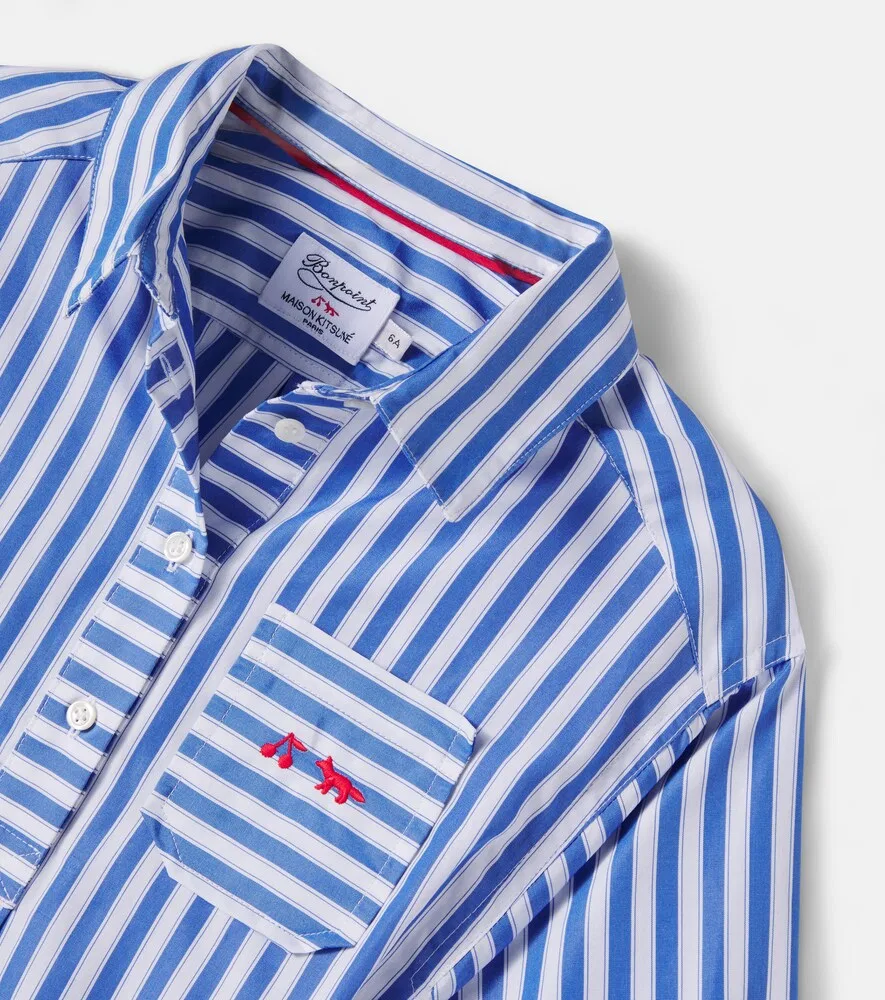 Платье-рубашка из полосатой хлопковой ткани x Maison Kitsuné Lissandra Bonpoint, синий — фото 4