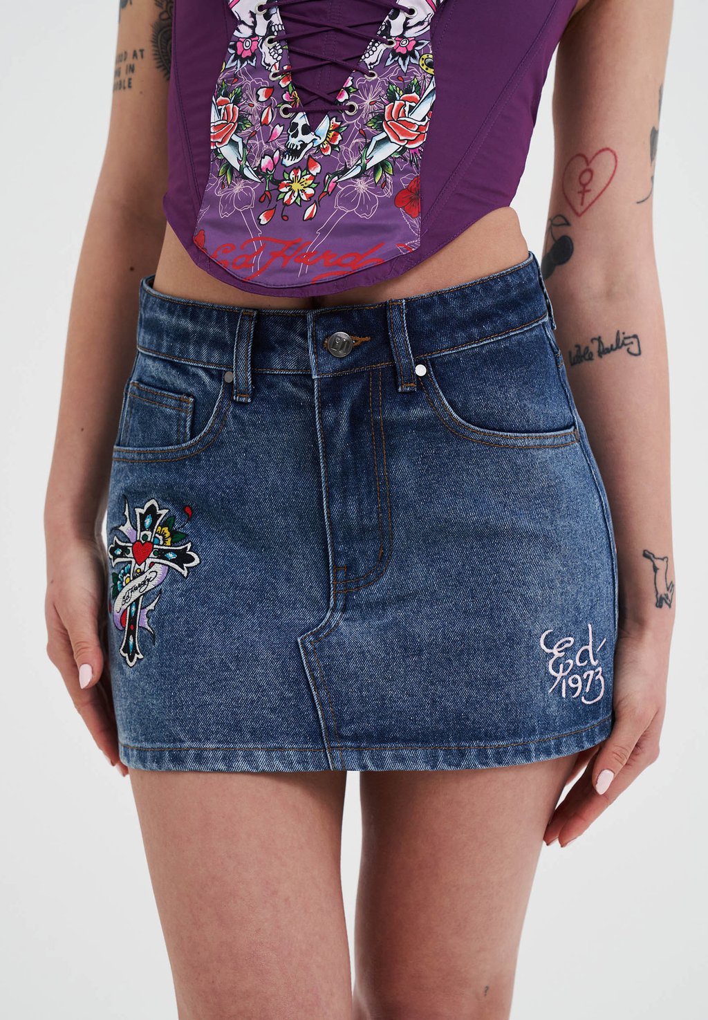 

Мини-юбка SEAM DETAIL - A-line skirt Ed Hardy, индиго