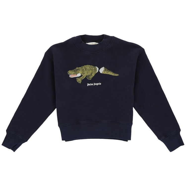 

Толстовка Palm Angels Kids Crocodile Crewneck Navy/Green, синий