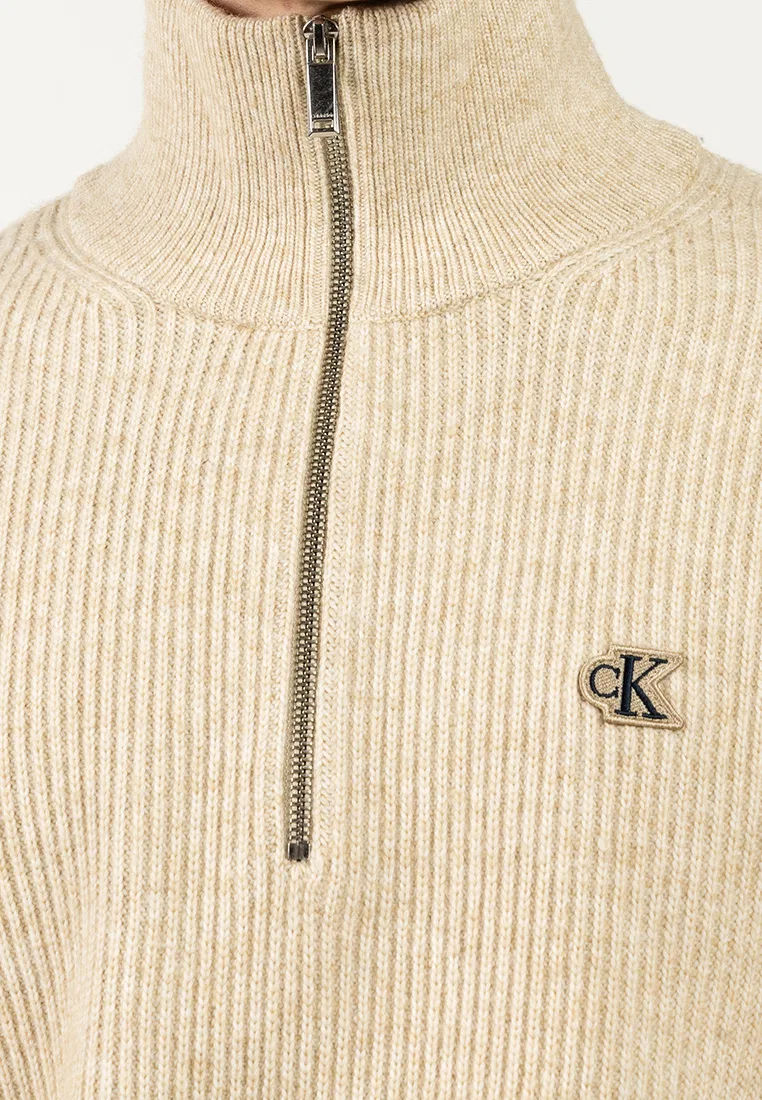 Свитер ребристый с четверть-застежкой-молнией, Calvin Klein Jeans — фото 3