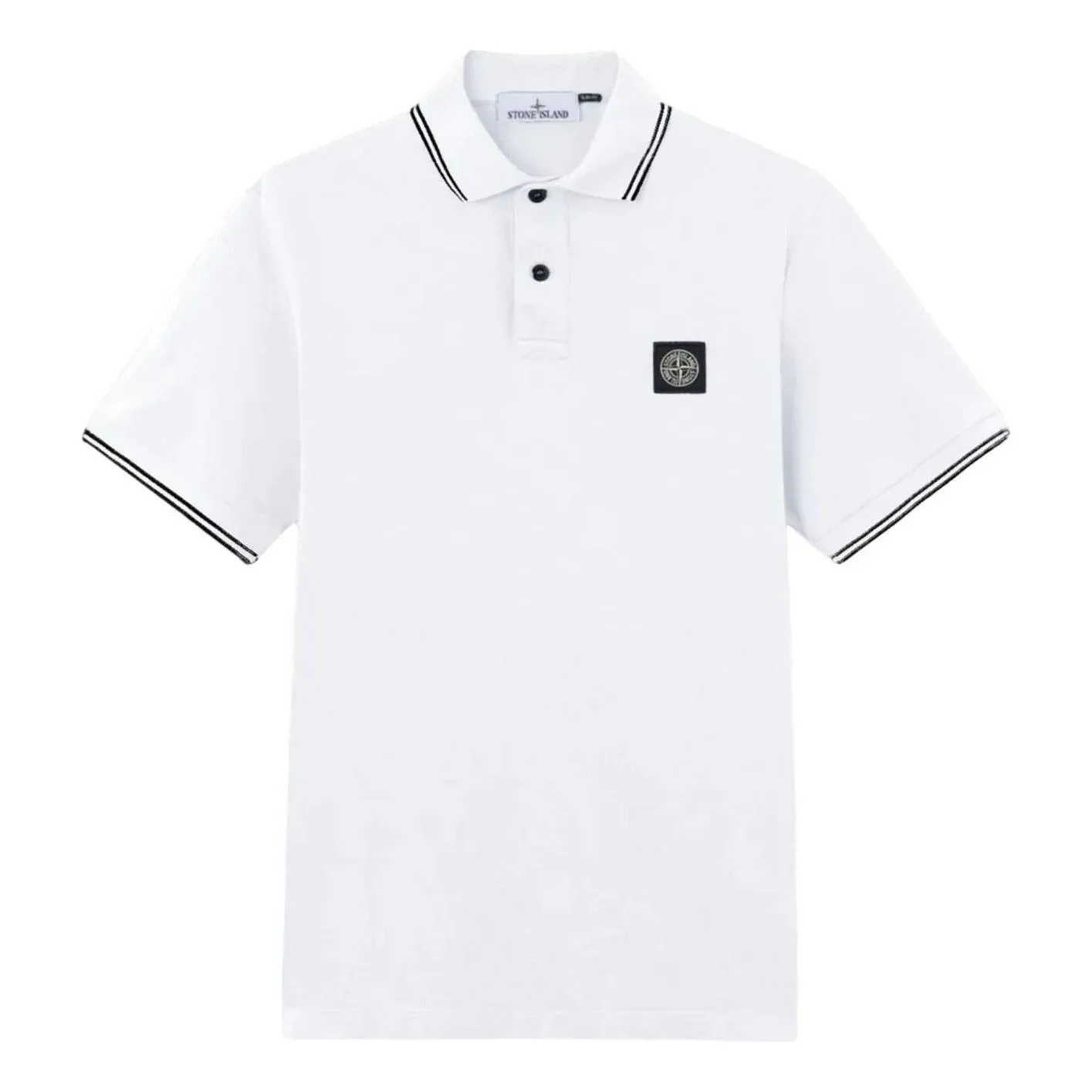 Футболка-поло STONE ISLAND 2200010 приталенного кроя с нашивкой в виде компаса, цвет «белый»