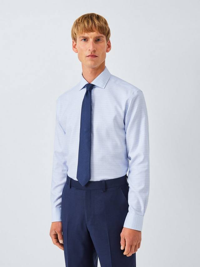 

Хлопковая рубашка приталенного кроя John Lewis, White/Blue