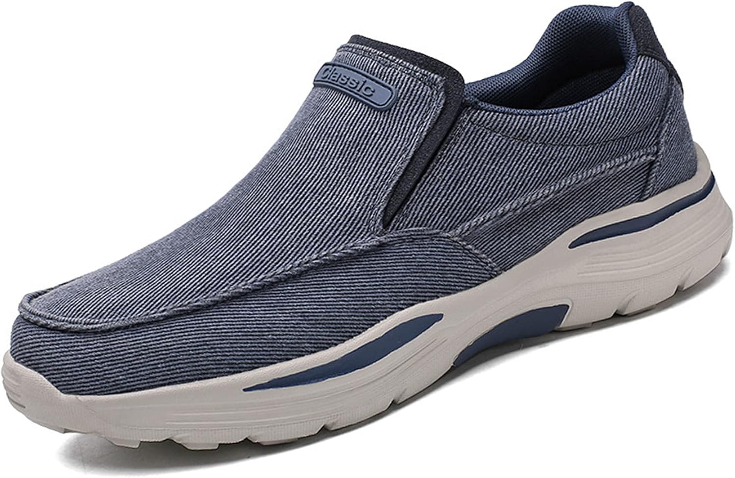 

Мужские слипоны из холщовой ткани, с поддержкой свода стопы, дышащие, эластичные, удобные, свободного кроя, большие размеры, тапочки для ходьбы Angrymonkey, синий