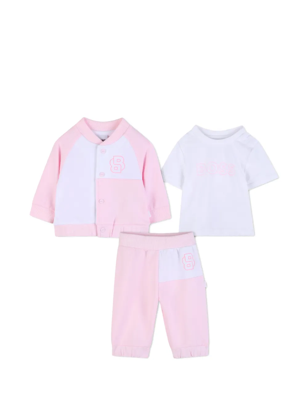 

Комплект из топа и брюк в стиле колор-блок Boss Kidswear, розовый