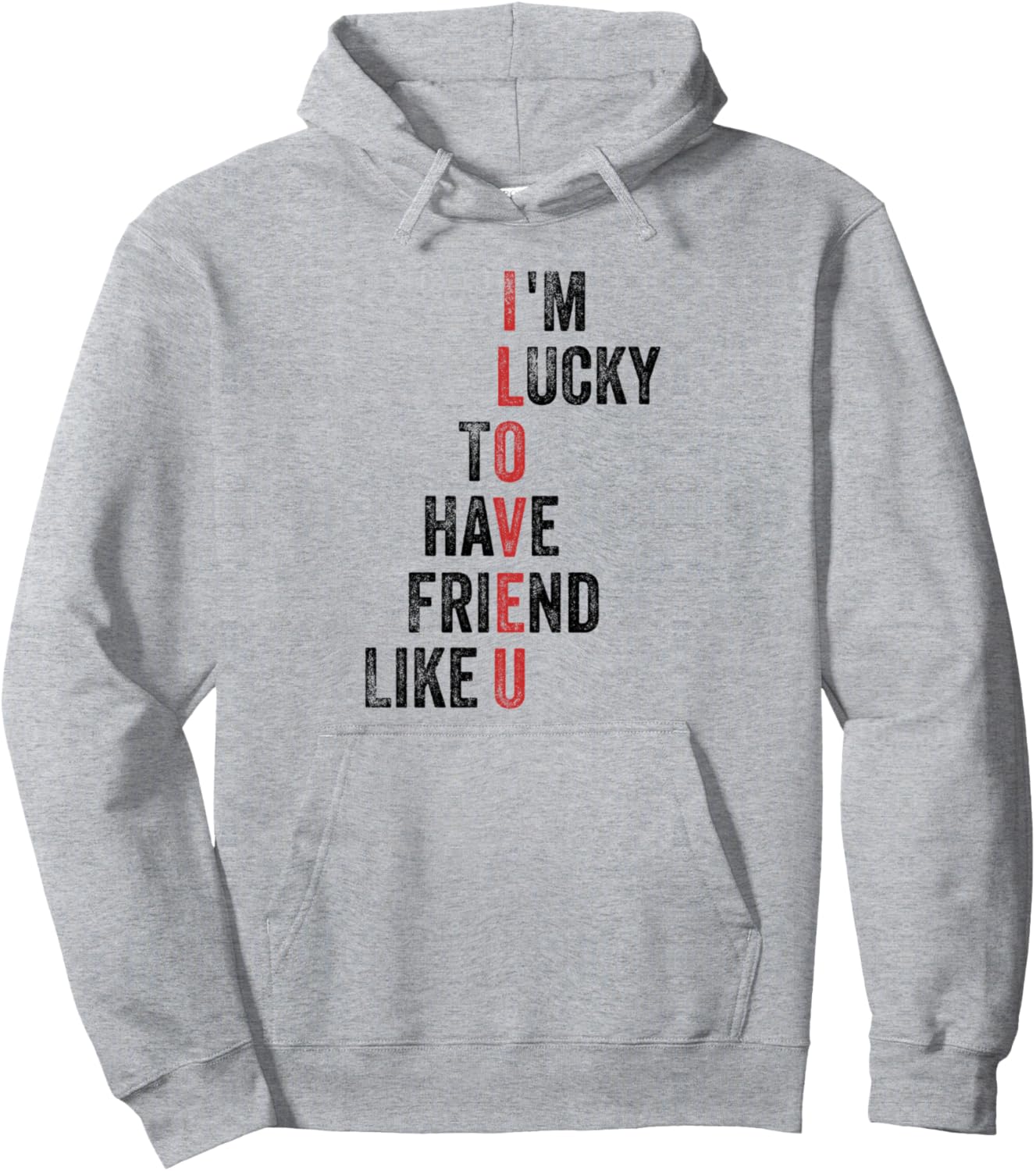 

Мне повезло иметь такого друга, как ты. Забавная юмористическая толстовка с надписями Funny Humorous Saying, серый